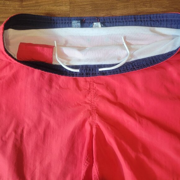 Polo Ralph Lauren Swim Shorts Mens Large Mesh Lined Red Polyester Pockets FLAW - Picture 9 of 16